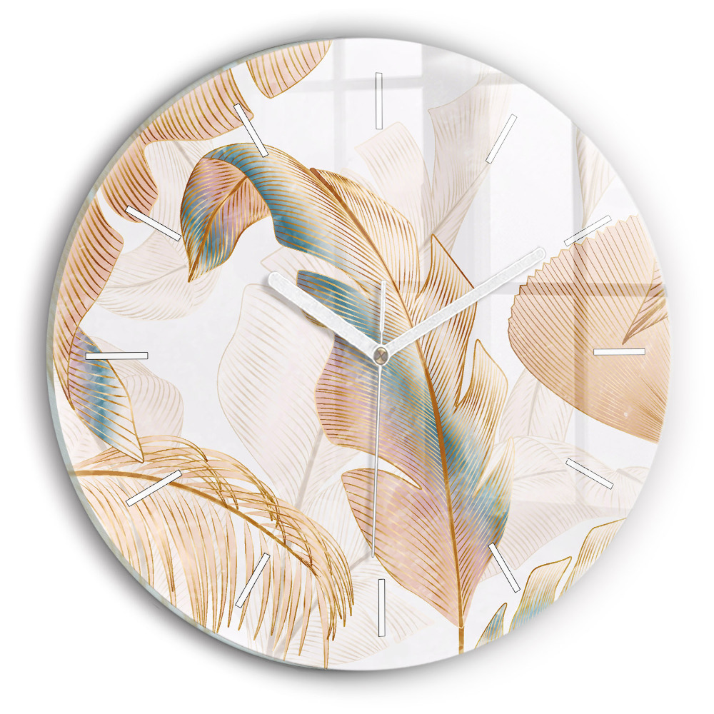 Kerek fali üvegóra Természet levélminta