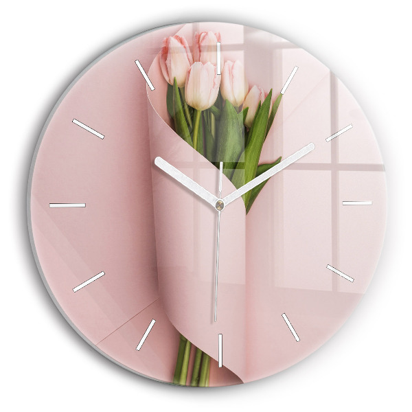 Kerek fali üvegóra Tulipánvirág csokor
