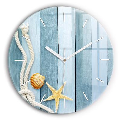 Kerek üvegóra Deszka csíkok és kagyló