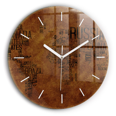 Kerek fali üvegóra Térkép és országok nevei