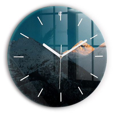 Kerek fali üvegóra Naplemente a hegyekben