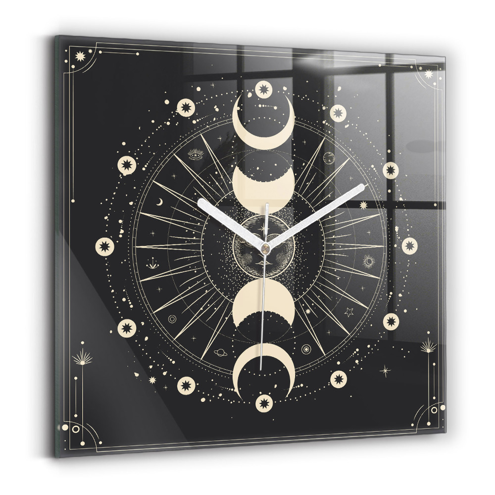 Szögletes üvegóra Holdak és napok