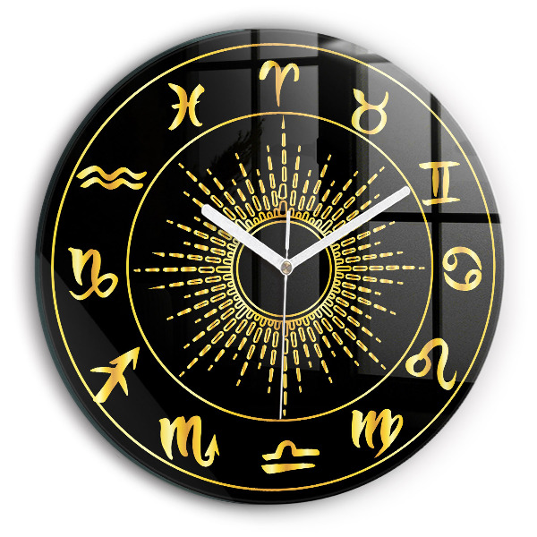 Kerek fali üvegóra Zodiákus jelek